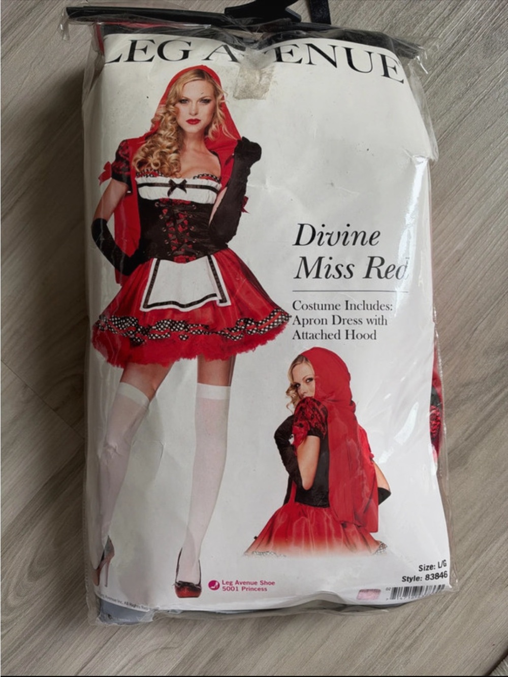 Leg Avenue Red and Black Hooded Apron Dress Costume